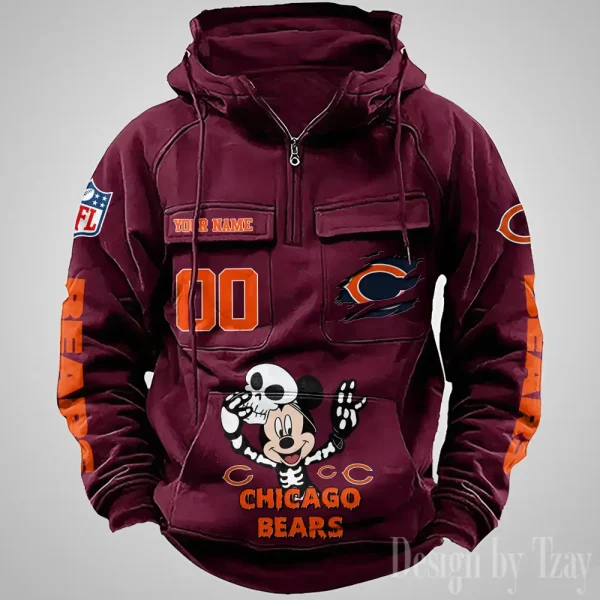 Chicago Bears Fashionable Outerwear Men's Autumn Winter Hooded Sweatshirt Cool Motorcycle Shirt AZVMHD963 - Image 4
