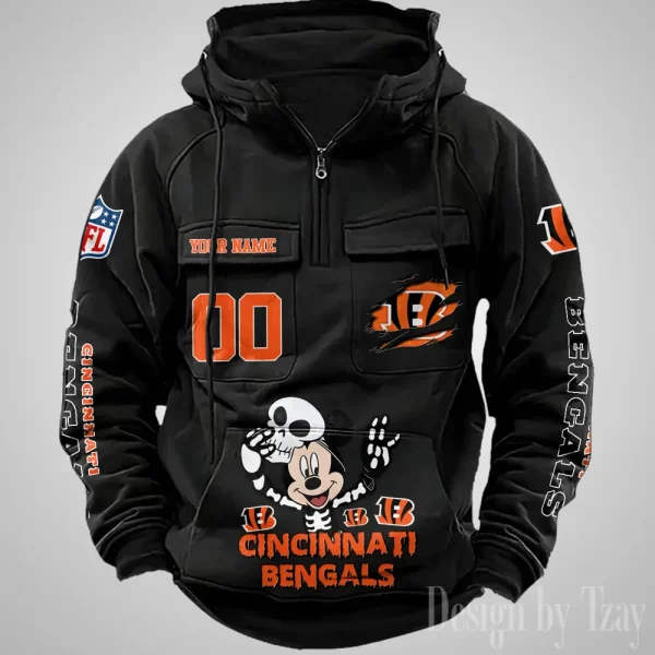 Cincinnati Bengals Fashionable Outerwear Men's Autumn Winter Hooded Sweatshirt Cool Motorcycle Shirt AZVMHD964 - Image 3