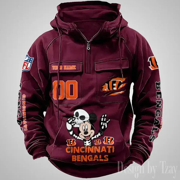 Cincinnati Bengals Fashionable Outerwear Men's Autumn Winter Hooded Sweatshirt Cool Motorcycle Shirt AZVMHD964 - Image 4