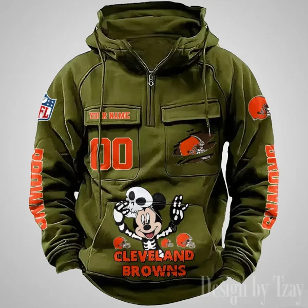 Cleveland Browns Fashionable Outerwear Men's Autumn Winter Hooded Sweatshirt Cool Motorcycle Shirt AZVMHD965 - Image 4