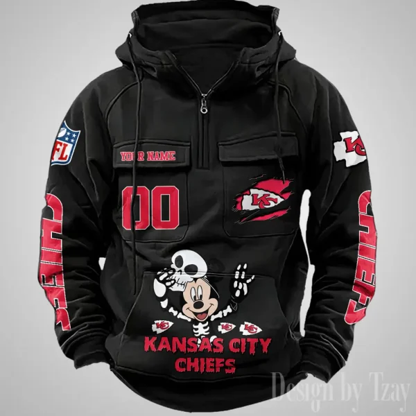 Kansas City Chiefs Fashionable Outerwear Men's Autumn Winter Hooded Sweatshirt Cool Motorcycle Shirt AZVMHD973 - Image 2