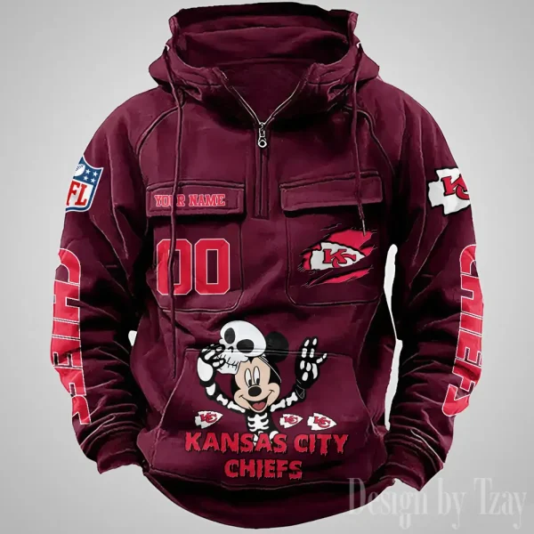 Kansas City Chiefs Fashionable Outerwear Men's Autumn Winter Hooded Sweatshirt Cool Motorcycle Shirt AZVMHD973 - Image 3