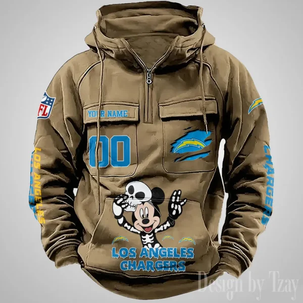 Los Angeles Chargers Fashionable Outerwear Men's Autumn Winter Hooded Sweatshirt Cool Motorcycle Shirt AZVMHD975 - Image 2