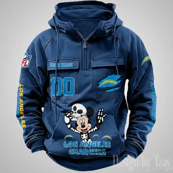 Los Angeles Chargers Fashionable Outerwear Men's Autumn Winter Hooded Sweatshirt Cool Motorcycle Shirt AZVMHD975 - Image 3