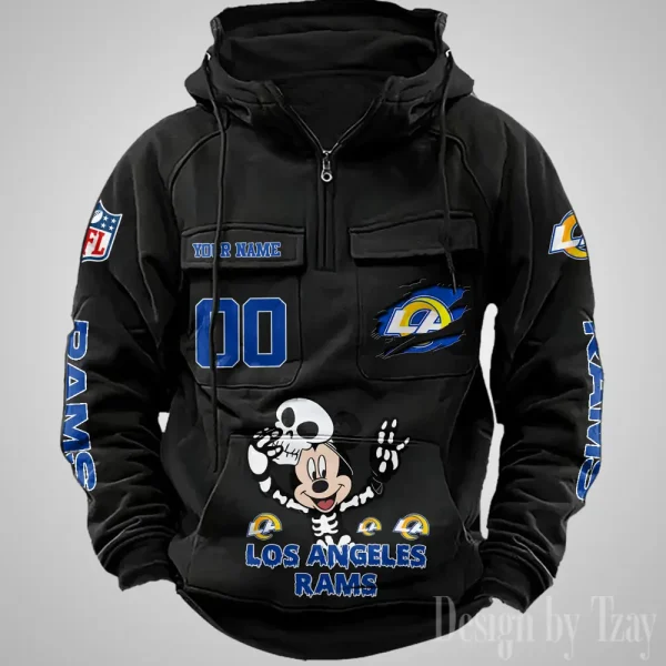 Los Angeles Rams Fashionable Outerwear Men's Autumn Winter Hooded Sweatshirt Cool Motorcycle Shirt AZVMHD976