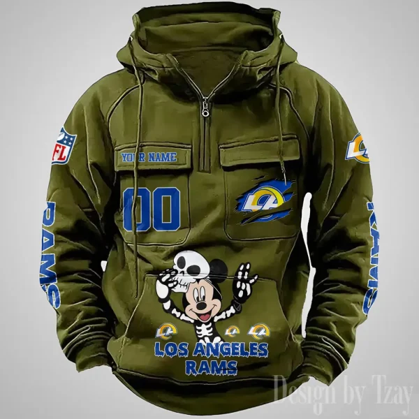 Los Angeles Rams Fashionable Outerwear Men's Autumn Winter Hooded Sweatshirt Cool Motorcycle Shirt AZVMHD976 - Image 3