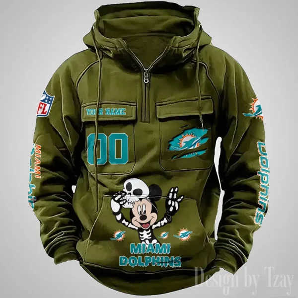Miami Dolphins Fashionable Outerwear Men's Autumn Winter Hooded Sweatshirt Cool Motorcycle Shirt AZVMHD977 - Image 3