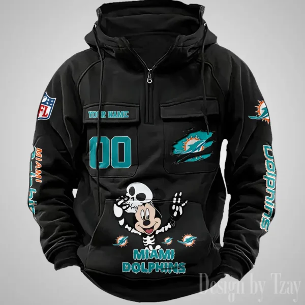 Miami Dolphins Fashionable Outerwear Men's Autumn Winter Hooded Sweatshirt Cool Motorcycle Shirt AZVMHD977 - Image 4