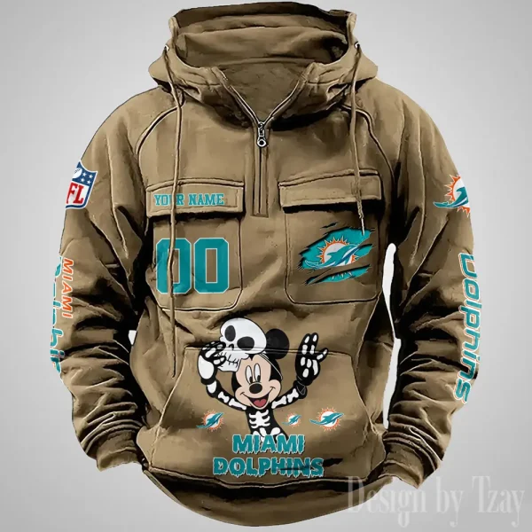 Miami Dolphins Fashionable Outerwear Men's Autumn Winter Hooded Sweatshirt Cool Motorcycle Shirt AZVMHD977 - Image 5