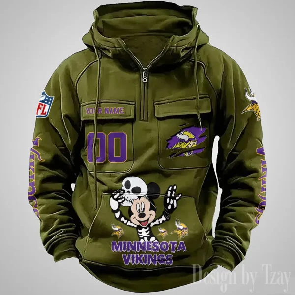 Minnesota Vikings Fashionable Outerwear Men's Autumn Winter Hooded Sweatshirt Cool Motorcycle Shirt AZVMHD978 - Image 2