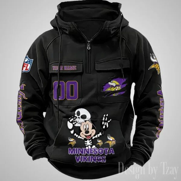 Minnesota Vikings Fashionable Outerwear Men's Autumn Winter Hooded Sweatshirt Cool Motorcycle Shirt AZVMHD978 - Image 3