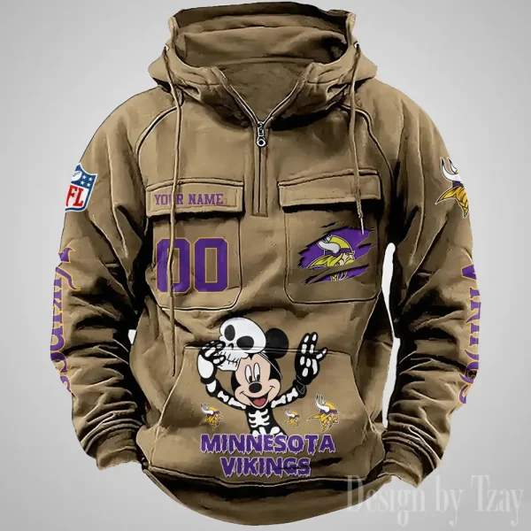 Minnesota Vikings Fashionable Outerwear Men's Autumn Winter Hooded Sweatshirt Cool Motorcycle Shirt AZVMHD978 - Image 4