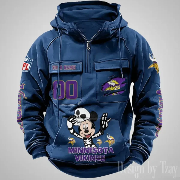Minnesota Vikings Fashionable Outerwear Men's Autumn Winter Hooded Sweatshirt Cool Motorcycle Shirt AZVMHD978 - Image 5