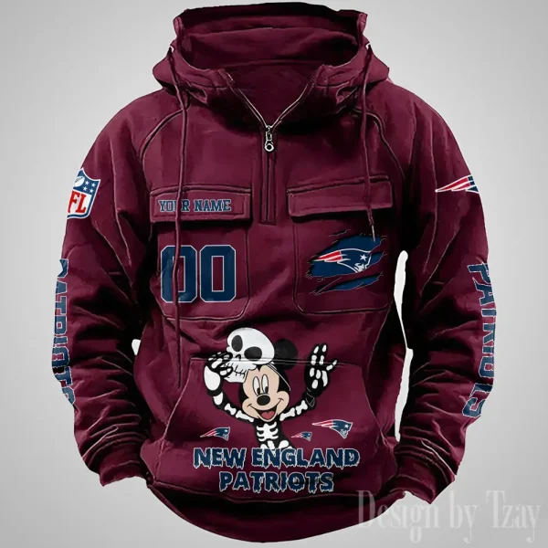 New England Patriots Fashionable Outerwear Men's Autumn Winter Hooded Sweatshirt Cool Motorcycle Shirt AZVMHD979 - Image 3
