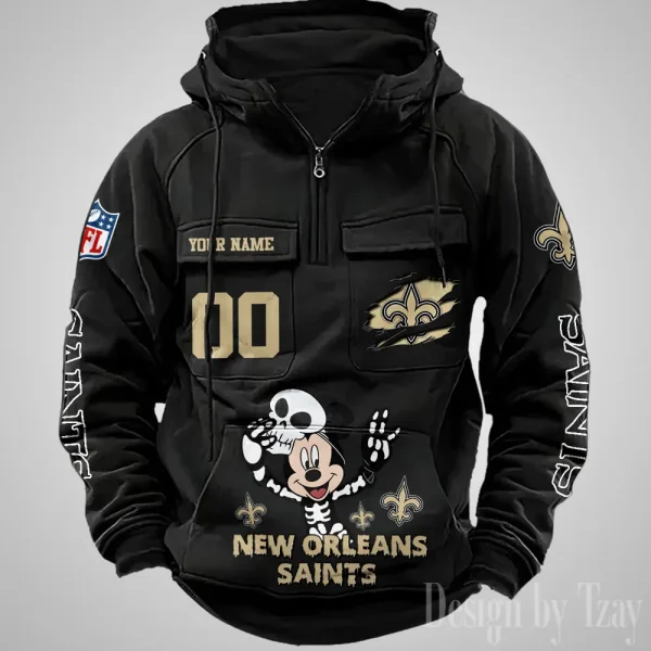 New Orleans Saints Fashionable Outerwear Men's Autumn Winter Hooded Sweatshirt Cool Motorcycle Shirt AZVMHD980 - Image 4