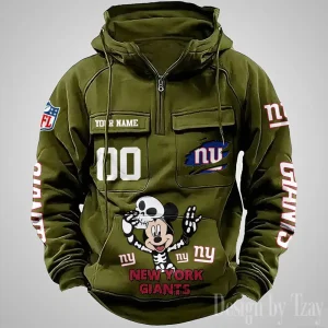 New York Giants Fashionable Outerwear Men's Autumn Winter Hooded Sweatshirt Cool Motorcycle Shirt AZVMHD981