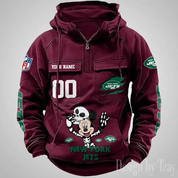 New York Jets Fashionable Outerwear Men's Autumn Winter Hooded Sweatshirt Cool Motorcycle Shirt AZVMHD982 - Image 2