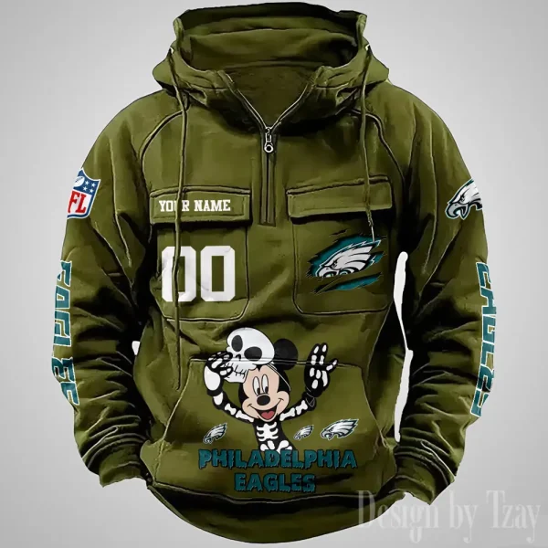 Philadelphia Eagles Fashionable Outerwear Men's Autumn Winter Hooded Sweatshirt Cool Motorcycle Shirt AZVMHD983 - Image 5