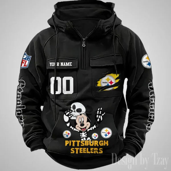 Pittsburgh Steelers Fashionable Outerwear Men's Autumn Winter Hooded Sweatshirt Cool Motorcycle Shirt AZVMHD984 - Image 2