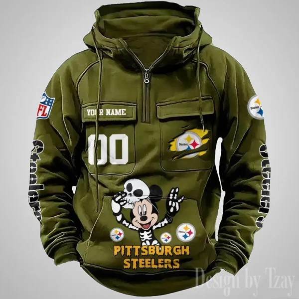 Pittsburgh Steelers Fashionable Outerwear Men's Autumn Winter Hooded Sweatshirt Cool Motorcycle Shirt AZVMHD984 - Image 3