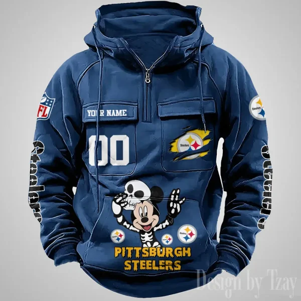 Pittsburgh Steelers Fashionable Outerwear Men's Autumn Winter Hooded Sweatshirt Cool Motorcycle Shirt AZVMHD984 - Image 4