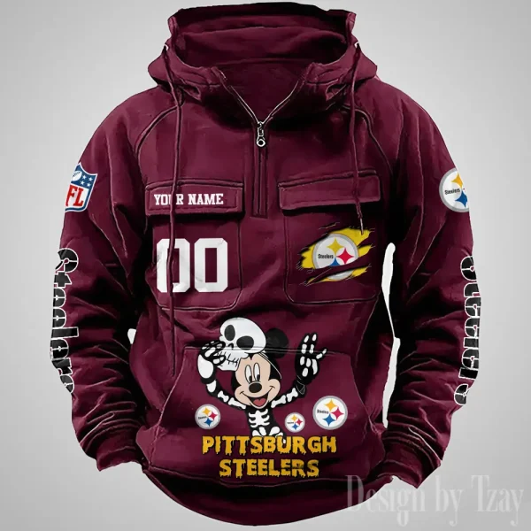 Pittsburgh Steelers Fashionable Outerwear Men's Autumn Winter Hooded Sweatshirt Cool Motorcycle Shirt AZVMHD984 - Image 5