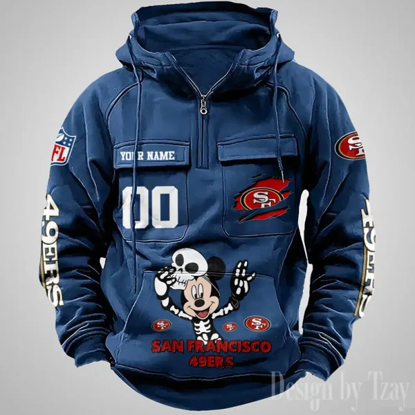 San Francisco 49ers Fashionable Outerwear Men's Autumn Winter Hooded Sweatshirt Cool Motorcycle Shirt AZVMHD985 - Image 2