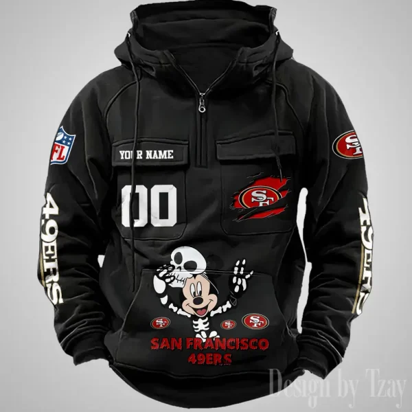 San Francisco 49ers Fashionable Outerwear Men's Autumn Winter Hooded Sweatshirt Cool Motorcycle Shirt AZVMHD985 - Image 3