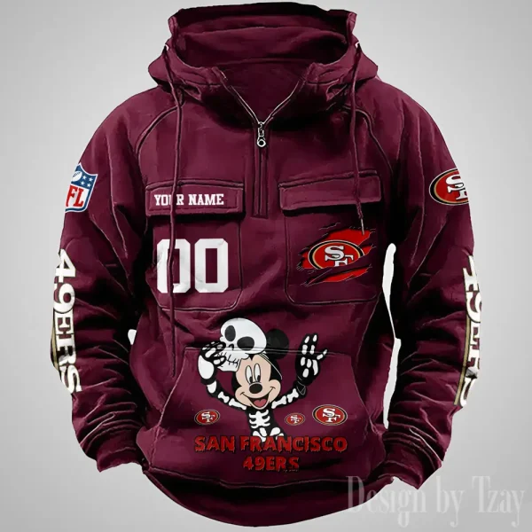 San Francisco 49ers Fashionable Outerwear Men's Autumn Winter Hooded Sweatshirt Cool Motorcycle Shirt AZVMHD985 - Image 4