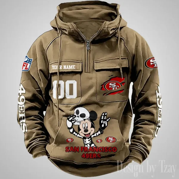San Francisco 49ers Fashionable Outerwear Men's Autumn Winter Hooded Sweatshirt Cool Motorcycle Shirt AZVMHD985 - Image 5