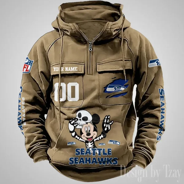 Seattle Seahawks Fashionable Outerwear Men's Autumn Winter Hooded Sweatshirt Cool Motorcycle Shirt AZVMHD986 - Image 3