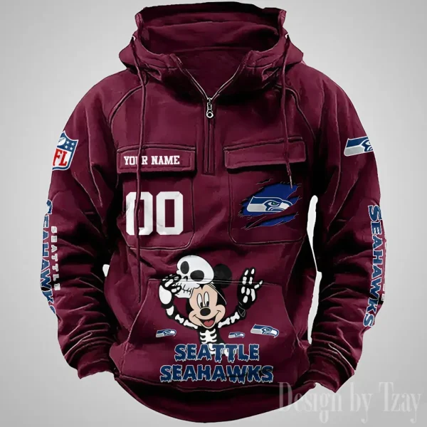Seattle Seahawks Fashionable Outerwear Men's Autumn Winter Hooded Sweatshirt Cool Motorcycle Shirt AZVMHD986 - Image 4