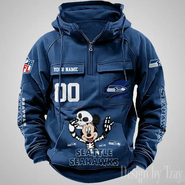 Seattle Seahawks Fashionable Outerwear Men's Autumn Winter Hooded Sweatshirt Cool Motorcycle Shirt AZVMHD986 - Image 5