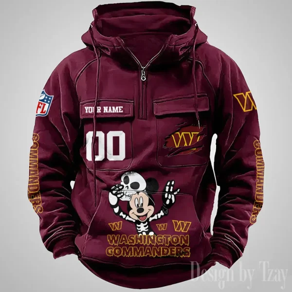 Washington Commanders Fashionable Outerwear Men's Autumn Winter Hooded Sweatshirt Cool Motorcycle Shirt AZVMHD989 - Image 2