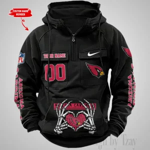 Arizona Cardinals Fashionable Outerwear Men's Autumn Winter Hooded Sweatshirt Cool Motorcycle Shirt AZVMHD990