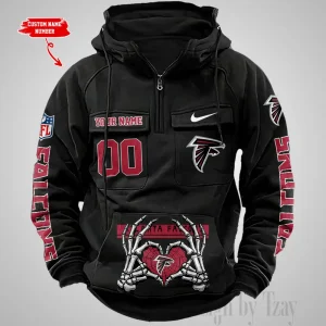 Atlanta Falcons Fashionable Outerwear Men's Autumn Winter Hooded Sweatshirt Cool Motorcycle Shirt AZVMHD991