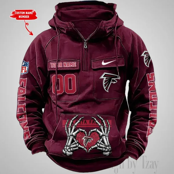 Atlanta Falcons Fashionable Outerwear Men's Autumn Winter Hooded Sweatshirt Cool Motorcycle Shirt AZVMHD991 - Image 2