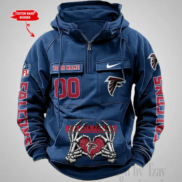 Atlanta Falcons Fashionable Outerwear Men's Autumn Winter Hooded Sweatshirt Cool Motorcycle Shirt AZVMHD991 - Image 3