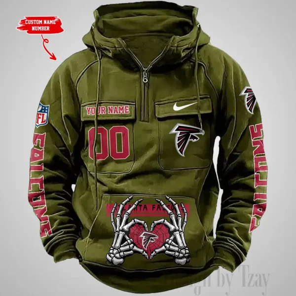 Atlanta Falcons Fashionable Outerwear Men's Autumn Winter Hooded Sweatshirt Cool Motorcycle Shirt AZVMHD991 - Image 4