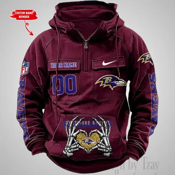 Baltimore Ravens Fashionable Outerwear Men's Autumn Winter Hooded Sweatshirt Cool Motorcycle Shirt AZVMHD992 - Image 5