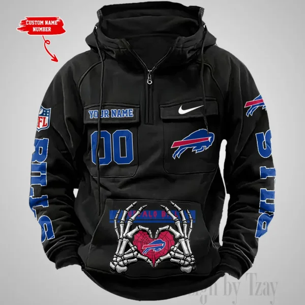 Buffalo Bills Fashionable Outerwear Men's Autumn Winter Hooded Sweatshirt Cool Motorcycle Shirt AZVMHD993 - Image 2