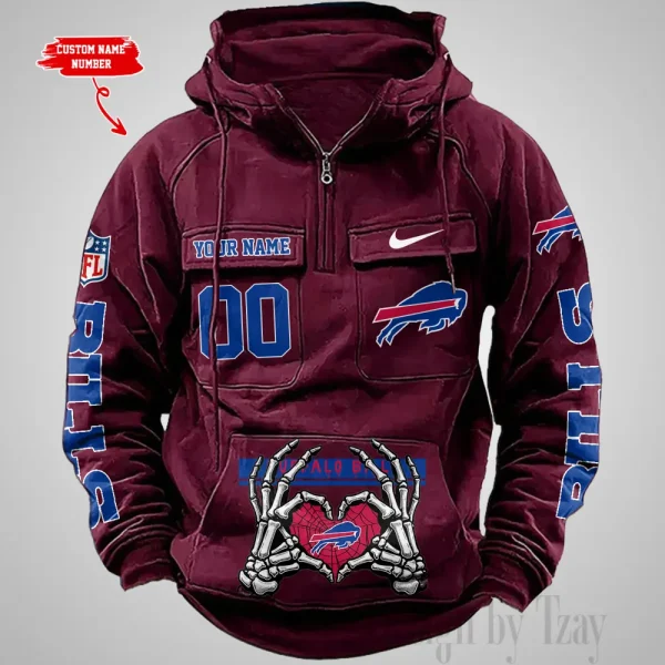 Buffalo Bills Fashionable Outerwear Men's Autumn Winter Hooded Sweatshirt Cool Motorcycle Shirt AZVMHD993 - Image 3