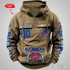 Buffalo Bills Fashionable Outerwear Men's Autumn Winter Hooded Sweatshirt Cool Motorcycle Shirt AZVMHD993