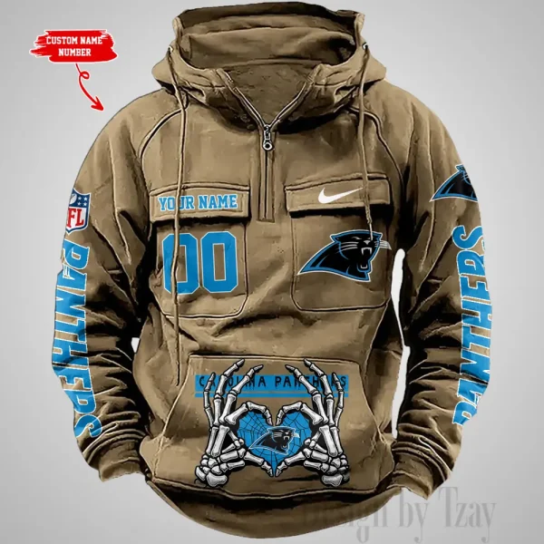 Carolina Panthers Fashionable Outerwear Men's Autumn Winter Hooded Sweatshirt Cool Motorcycle Shirt AZVMHD994 - Image 3