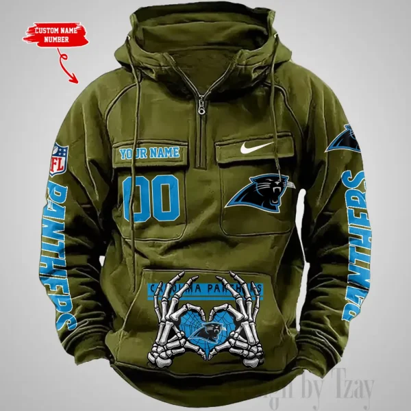 Carolina Panthers Fashionable Outerwear Men's Autumn Winter Hooded Sweatshirt Cool Motorcycle Shirt AZVMHD994 - Image 4