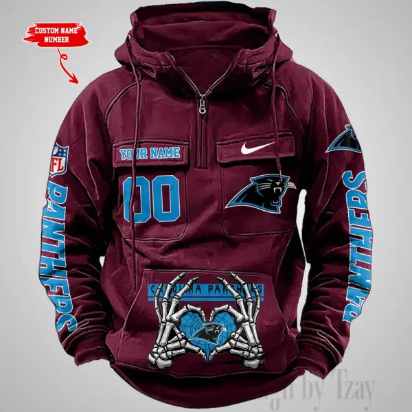 Carolina Panthers Fashionable Outerwear Men's Autumn Winter Hooded Sweatshirt Cool Motorcycle Shirt AZVMHD994 - Image 5