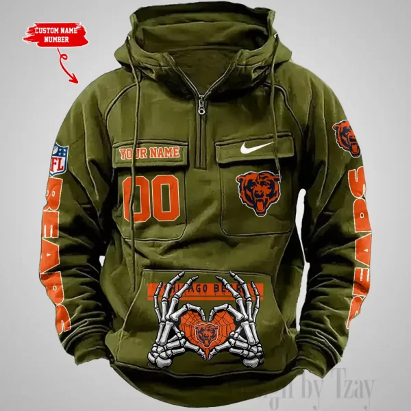 Chicago Bears Fashionable Outerwear Men's Autumn Winter Hooded Sweatshirt Cool Motorcycle Shirt AZVMHD995 - Image 5