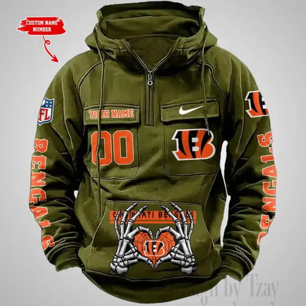 Cincinnati Bengals Fashionable Outerwear Men's AutumnWinter Hooded Sweatshirt Cool Motorcycle Shirt AZVMHD996 - Image 4