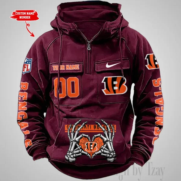 Cincinnati Bengals Fashionable Outerwear Men's AutumnWinter Hooded Sweatshirt Cool Motorcycle Shirt AZVMHD996 - Image 5