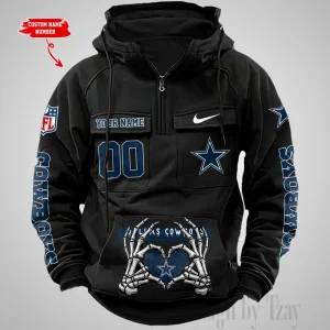 Dallas Cowboys Fashionable Outerwear Men's Autumn Winter Hooded Sweatshirt Cool Motorcycle Shirt AZVMHD998